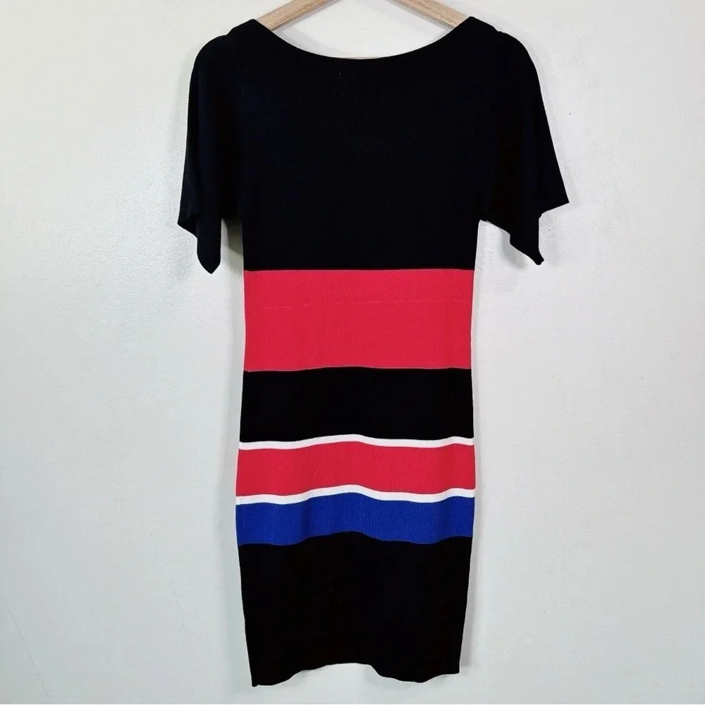Banana Republic Womens Size Small Knit Color Block Short Sleeve Sweater Dress